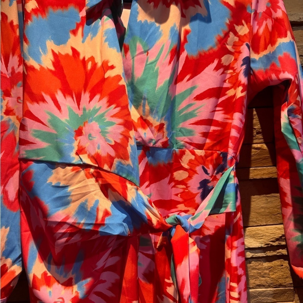 Sunday Up Colorful Long Sleeve Wrap Dress - Picture 5 of 6